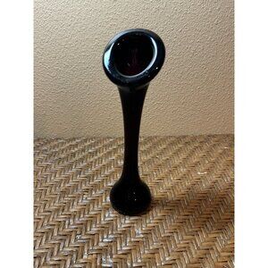 Tall Rounded Edge Art Glass Vase Glossy Black